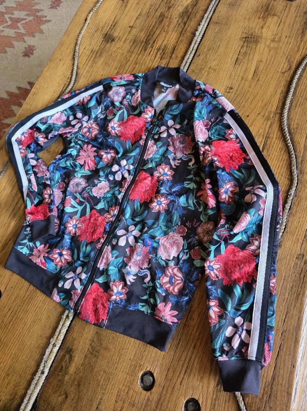 Project Runway Zip Up Floral Sports Jacket Womens Medium